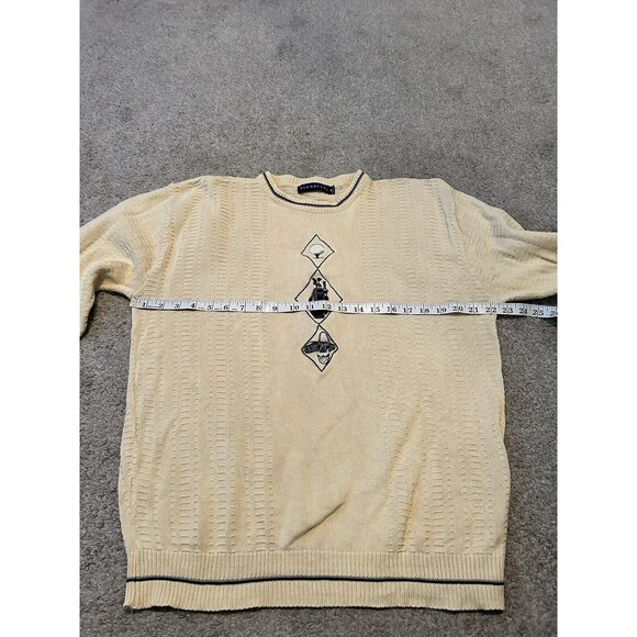 PINNACLE Yellow Crewneck Long Sleeve Cotton Sweater Men M ~Made in USA~ VTG - Picture 6 of 7